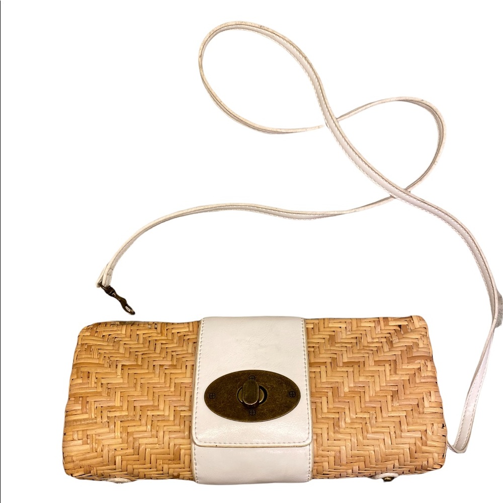 Kelly & Katie Vacation Tan and White Crossbody Bag/Clutch